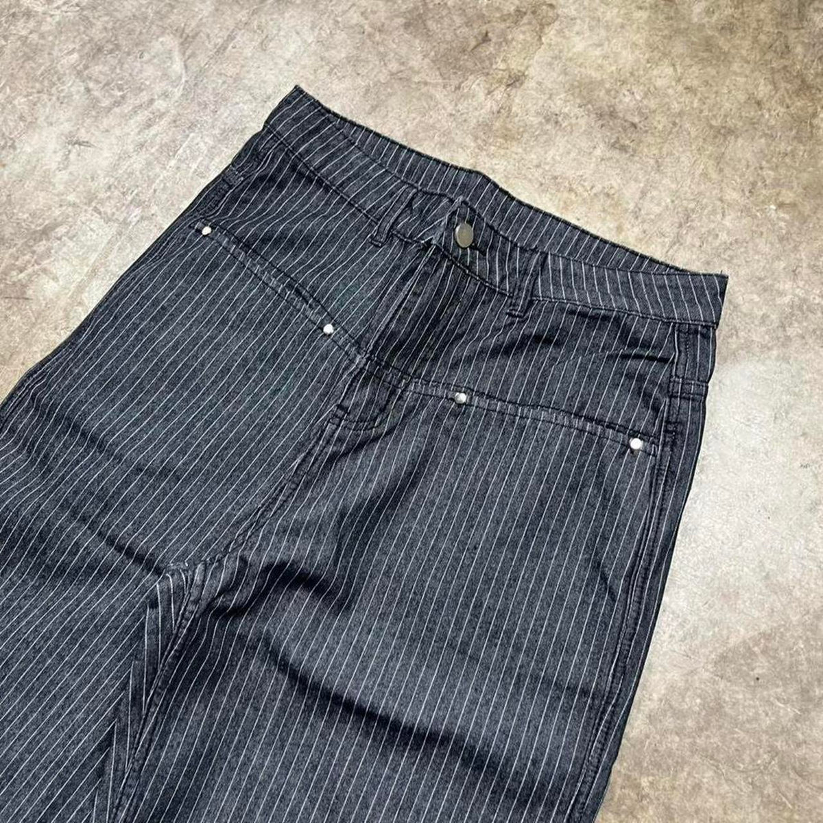 Pinstripe Wide-Leg Denim