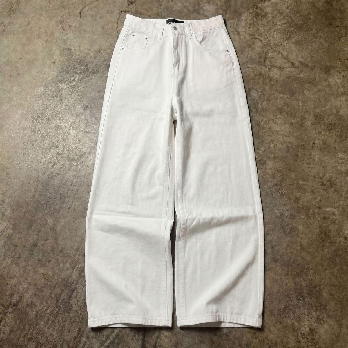 Cream Wide-Leg Jeans