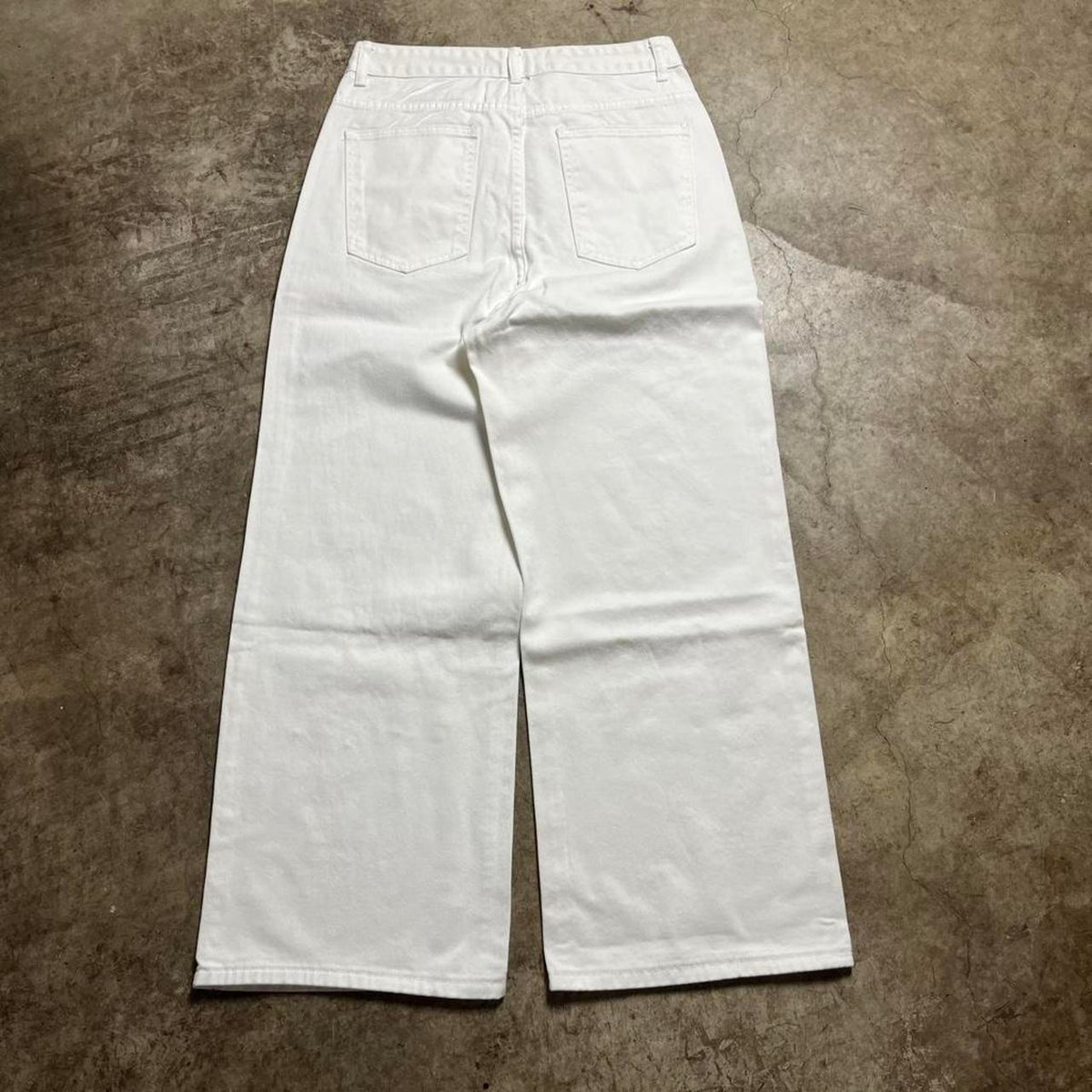 Cream Wide-Leg Jeans
