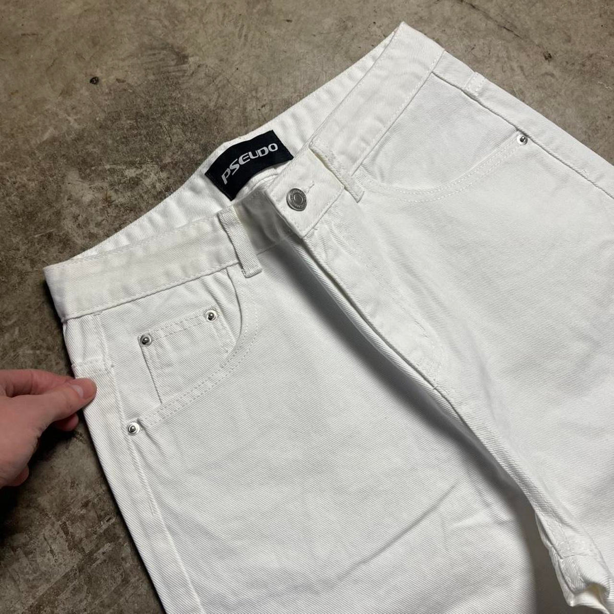 Cream Wide-Leg Jeans