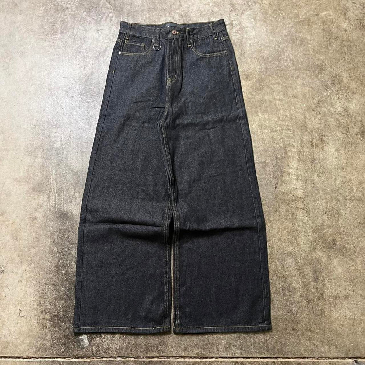 Midnight  Indigo Raw Wide-Leg Denim