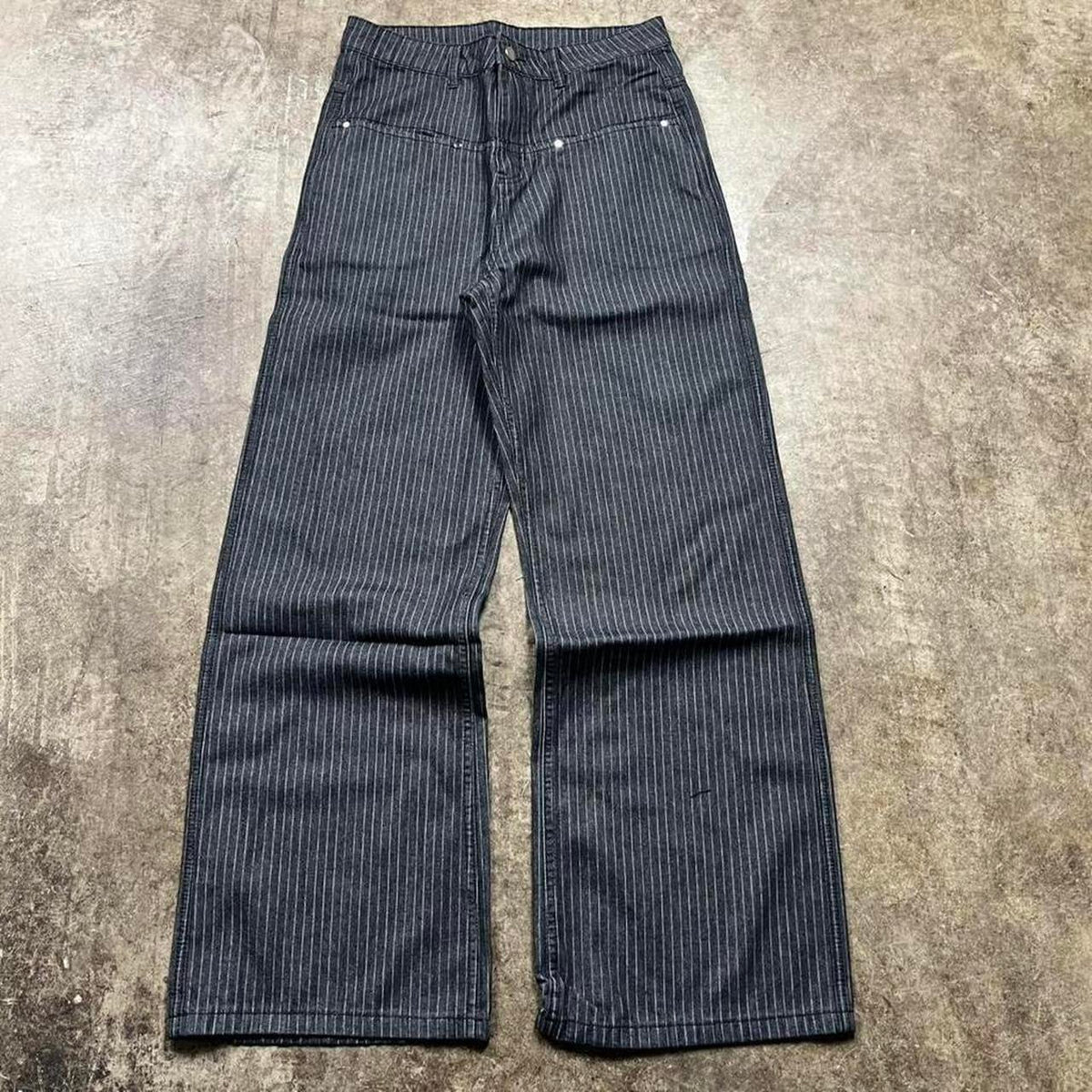 Pinstripe Wide-Leg Denim