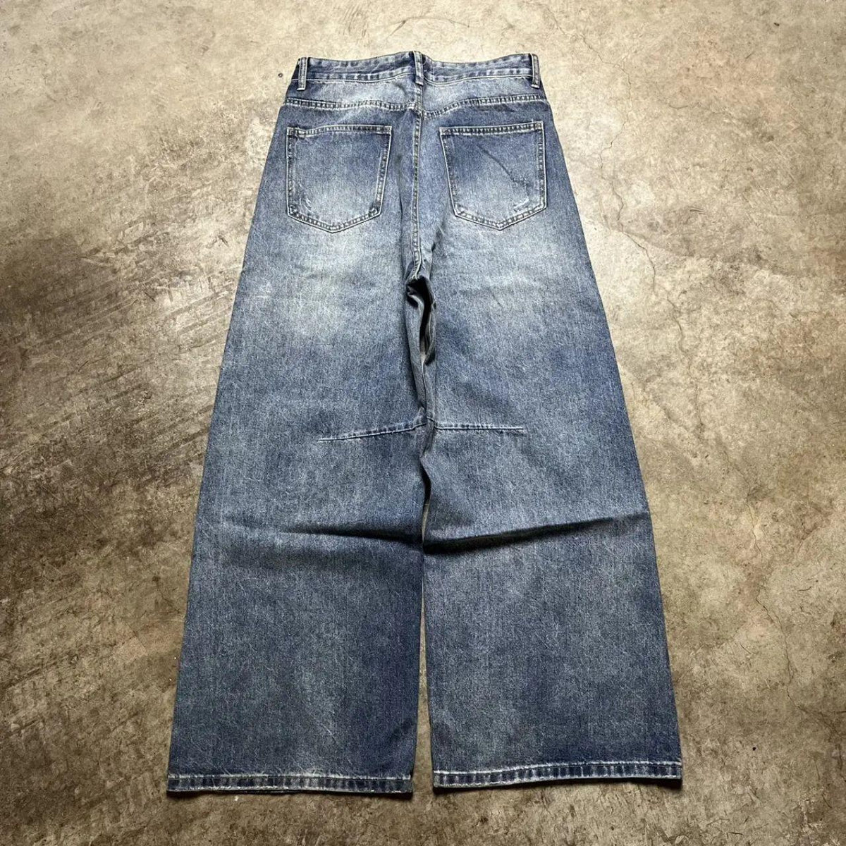 Baggy  Grey Thrashed Wide-Leg Denim