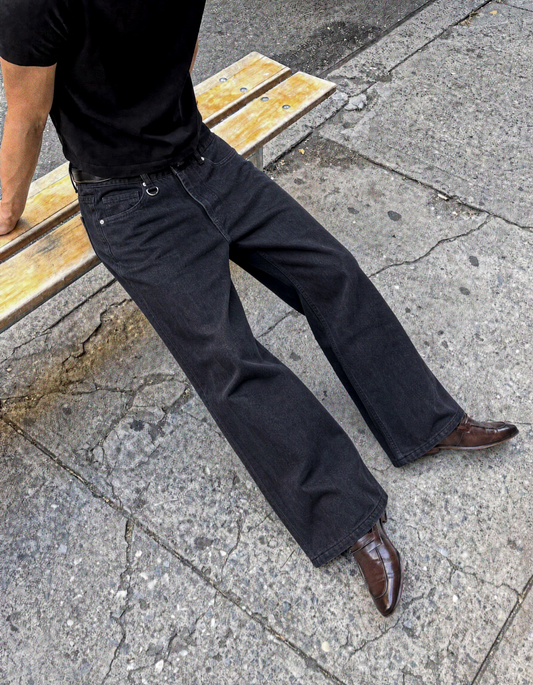 Baggy Black Wide-Leg Denim
