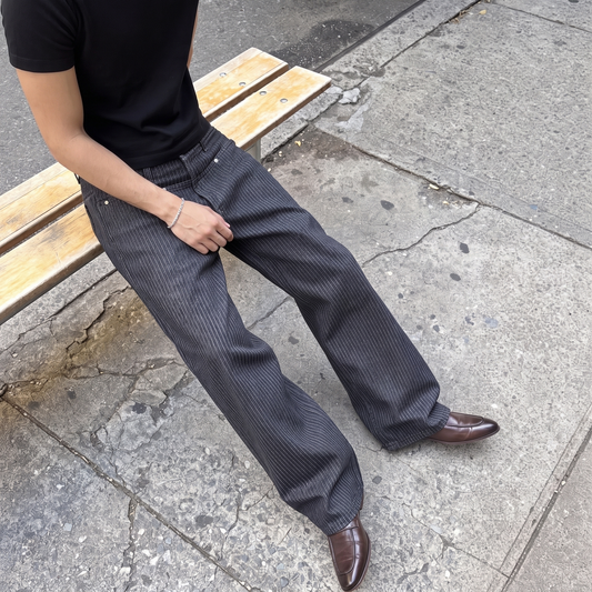 Pinstripe Wide-Leg Denim