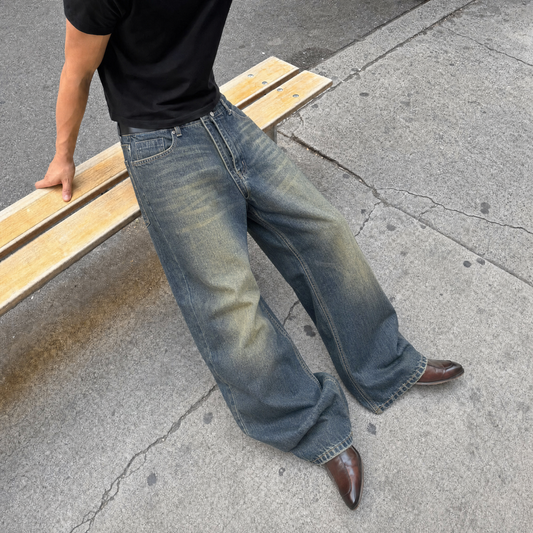 Baggy Brown Wide-Leg Denim