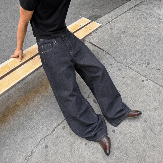 Midnight  Indigo Raw Wide-Leg Denim