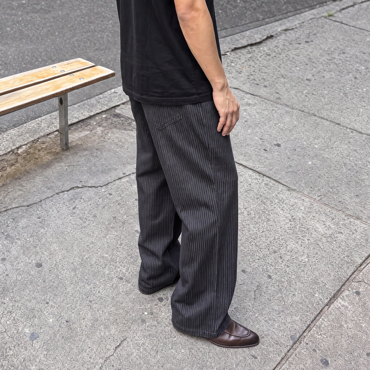 Pinstripe Wide-Leg Denim